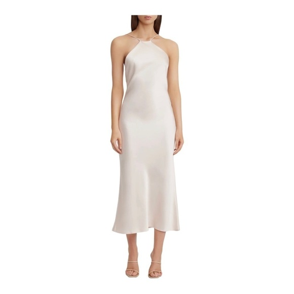 NWT SIGNIFICANT OTHER Vienna Halter Neck Open Back Midi Dress Blush Pink US 10 - Picture 9 of 14